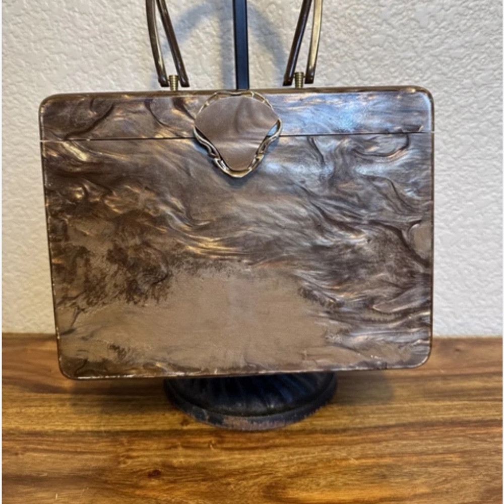 Elegant Brown marbled vintage lucite wilardy bag